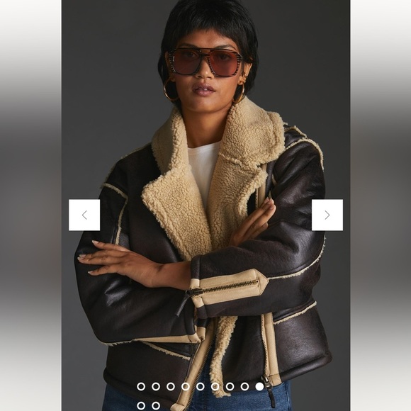 Anthropologie NWT Pilcro Faux-Leather Sherpa-Lined Jacket size M. - Picture 5 of 16